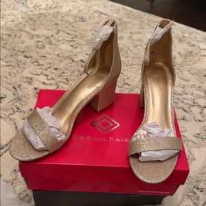 Dream Pairs Glittering Gold Block Heels